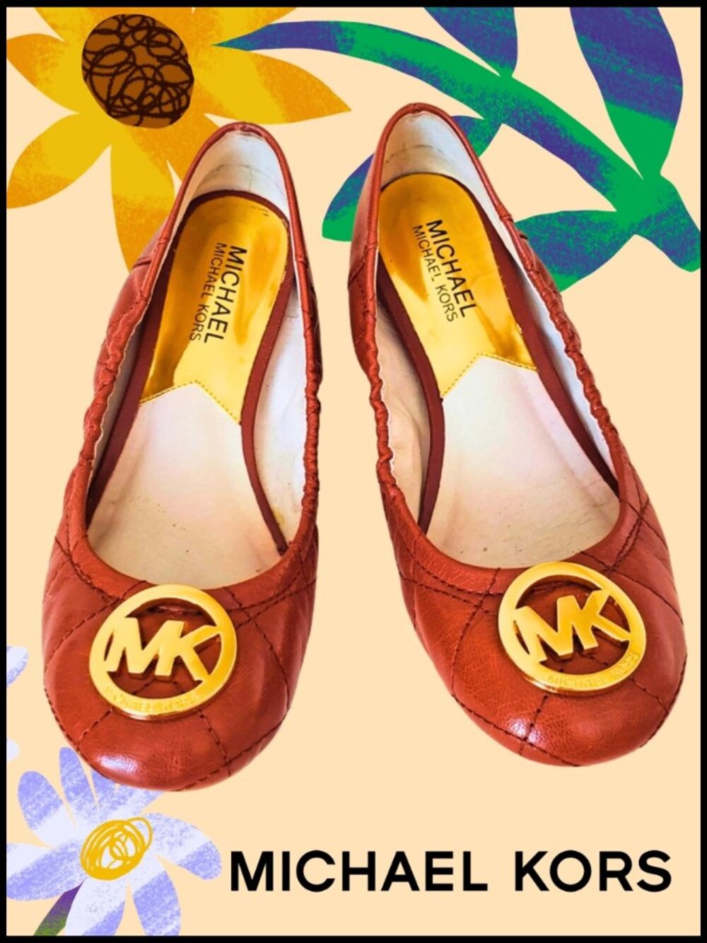 EUC Michael Kors Quilted Leather Flat Shoes
